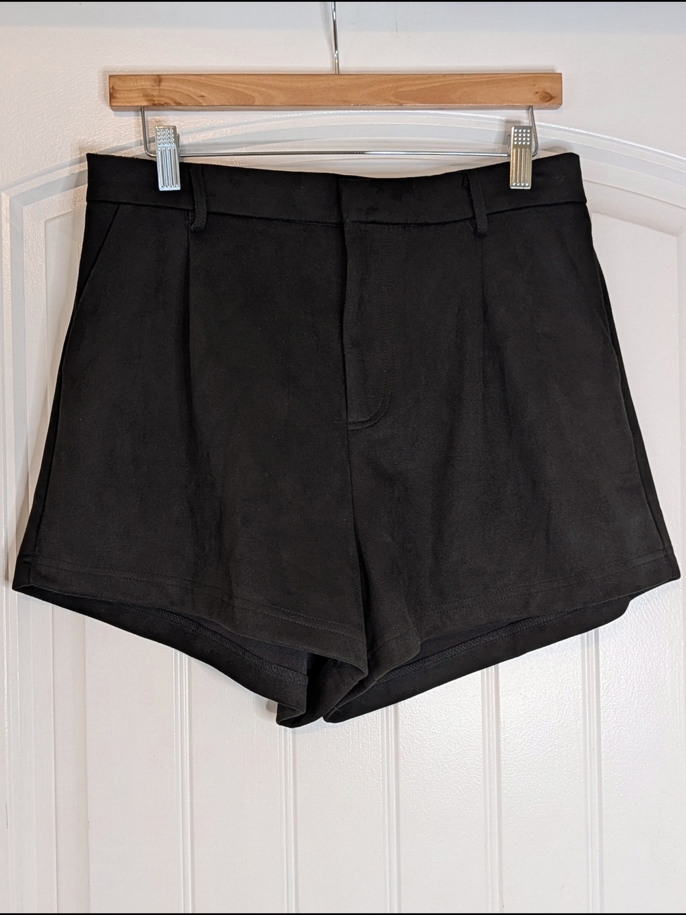 Glam Black Faux Suede High Rise Shorts
